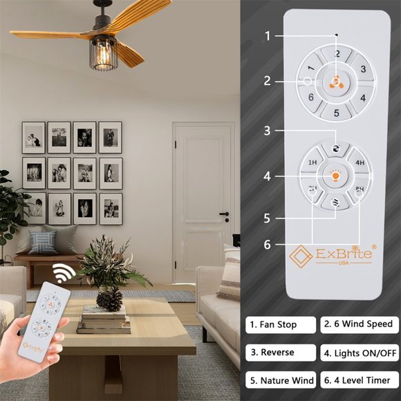 ExBrite 52 inch Wood Light Ceiling Fan - Picture 3 of 8